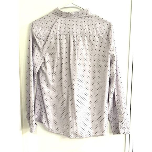 J. Crew Lavender Oxford Button-Down Long-Sleeve Shirt w/Navy Polka Dots EUC Sz 8 - Picture 5 of 7